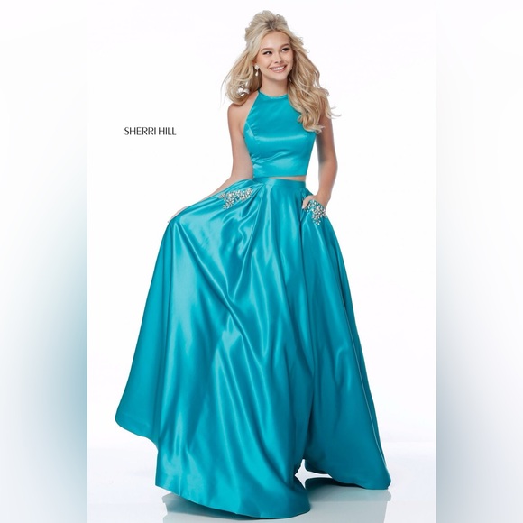 Sherri Hill style# 51587 2 Piece Emerald Green - Picture 8 of 8